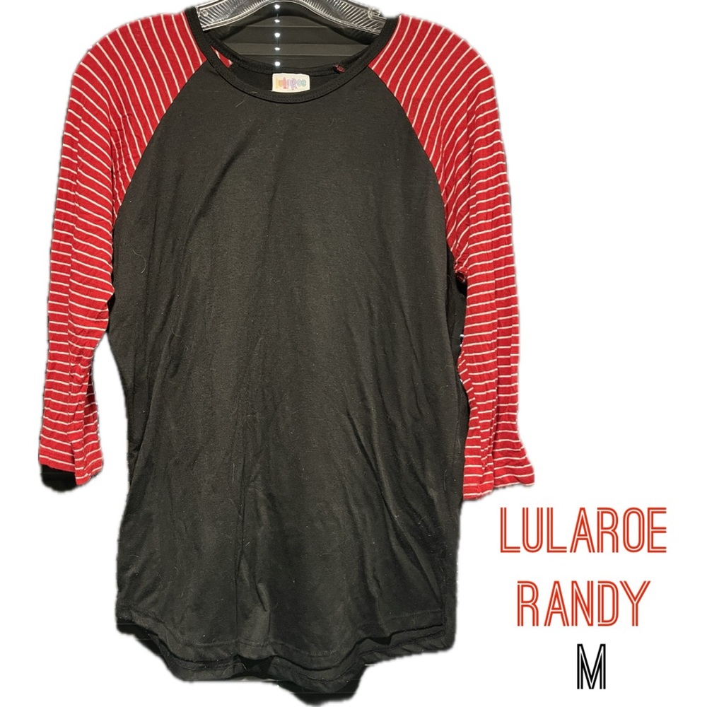 LuLaRoe Randy black with red & white sleeves
